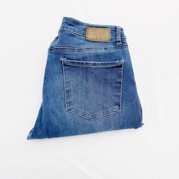 Leith Mid-Rise Skinny Blue Denim Jeans Raw Hem SZ28 - Picture 6 of 7